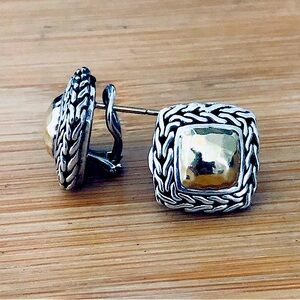 $186  John Hardy 22K & Sterling Estate Earrings  Marked 925 Designer Mark 22K